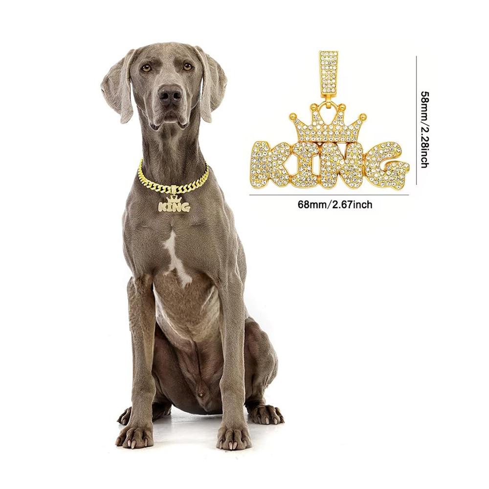Gouden Hondenketting Luxe Hanger Hondenhalsband Lopen Metaal Met Design Gesp Huisdier Ketting Sieraden Accessoires Voor Middelgrote Grote Honden 22inch(55cm)