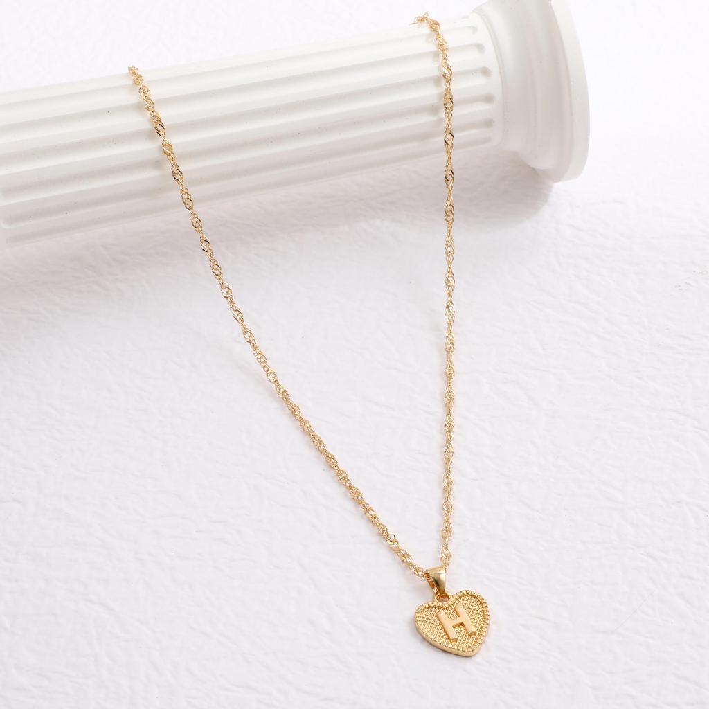 Handmade Love Letter Pendant Necklace - Heart & Water Wave Chain Design