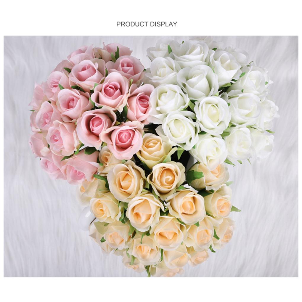 Artificial Flowers Fake Rose Bridal Bouquets 20 Heads Handheld for Arrangements Wedding Table Centerpieces Home Party