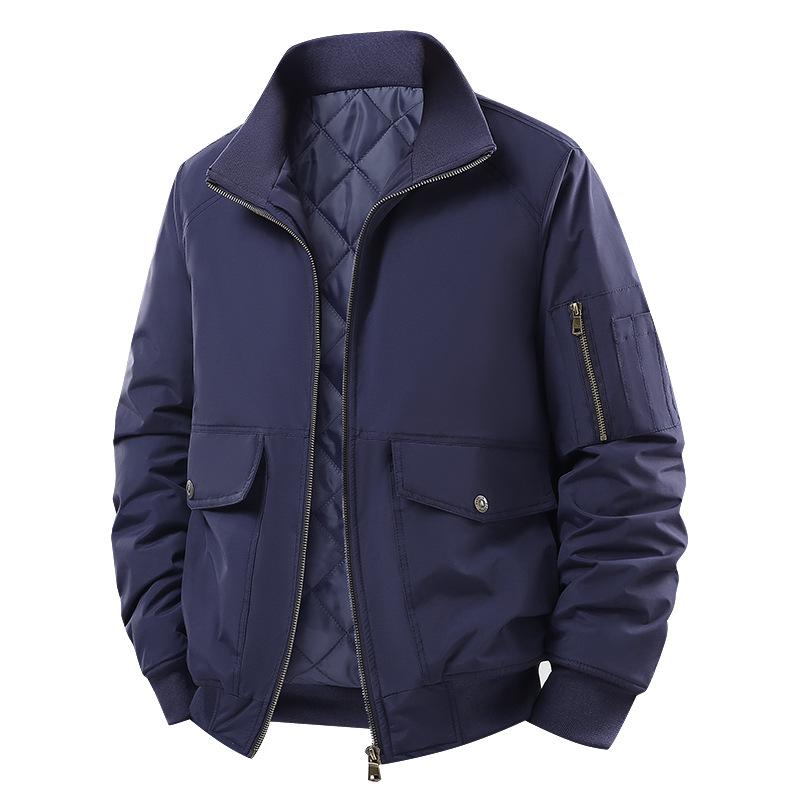 

Зимняя хлопковая утолщенная теплая мужская рабочая хлопковая куртка повседневная с воротником-стойкой однотонная хлопковая куртка XXXXXL темно-синий