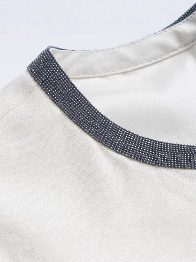 BC~26 Frühling/Sommer Perlenbesetztes Rundhals-Ärmelloses Französisch Elegantes Weste-Langes Kleid für Damen