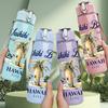 1PC Waikiki Beach Hawaii Scenery Pattern 750ml Color Plastic Sports Water Bottle Leakproof Flip Straw Lid Suitable for Sports Office Home Use
