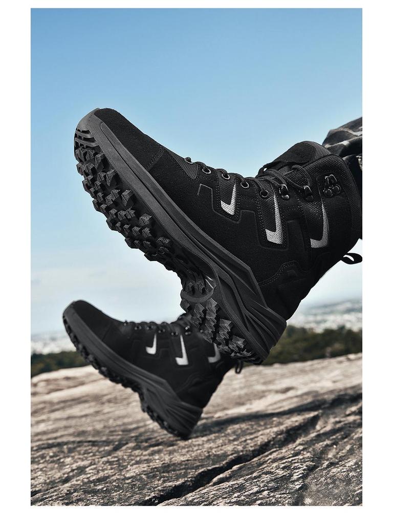 Men's Large Outdoor Hiking Boots: Wear-Resistant, Anti-Kick Military Style for Camping and Sports.