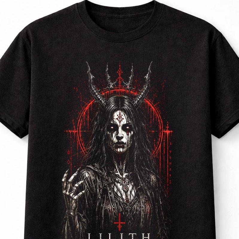Lilith První z Padlých Gotické Démonické Hrůza Metalové Unisex Tričko