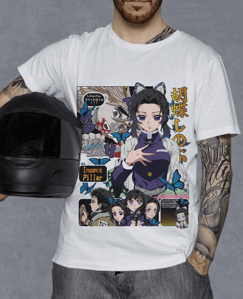 2026 Summer Demon Slayer Anime Shinobu Kochō Printed Loose Shortsleeved Pure Cotton Childrens Tshirt Unisex Casual Loose Y2k