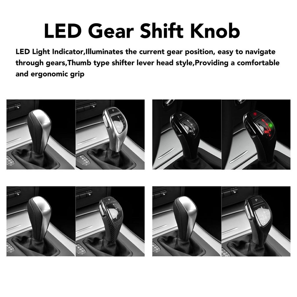 LED Shift Knob Comfortable Grip LED Handle Lever Knob Ergonomic Thumb Type with Click Start Button for E90 E91 E92 E93 LHD