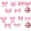 12/24pcs Pink Bowknot Cupcake Toppers Bow Tie Cake Inserts Birthday Party Wedding Party baby shower Cake Decoration Supplies