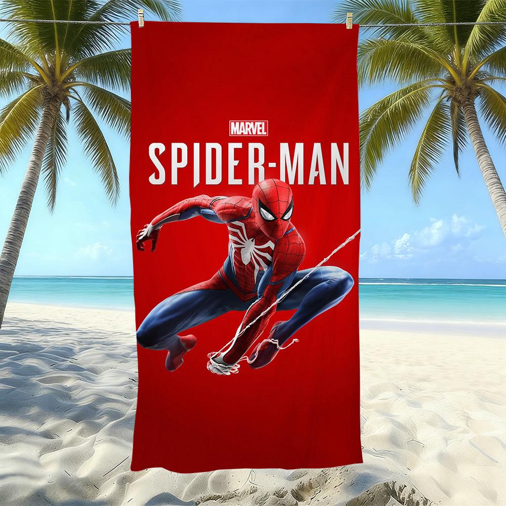 Toalla de Playa con Estampado de Dibujos Animados de Marvel Spider-Man, Natación en la Costa, Secado Rápido, Suave y Agradable para la Piel, Playa de Vacaciones