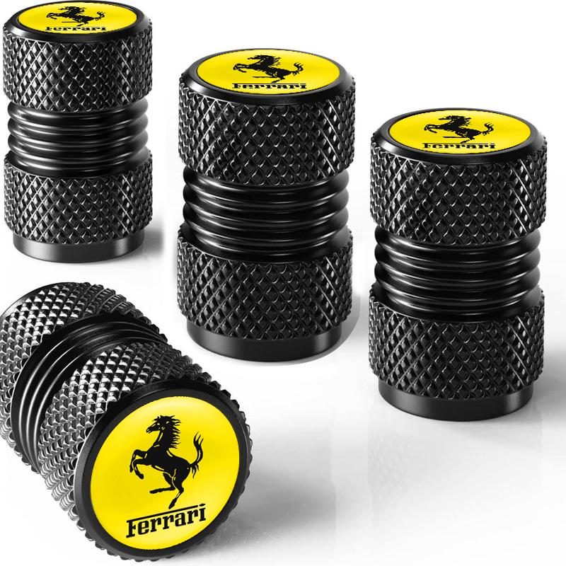 Car Tire Wheel Valve Caps Cover Suede Car Keychain Keyring for Ferrari F430 Stradale Roma 488 Spider SF90 Portofino F8 Superfast HS9
