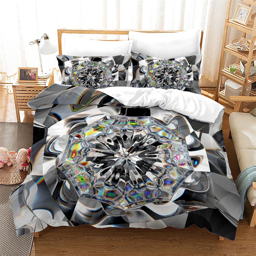 Diamond Duvet Cover Set Abstract Art Valentine's Day Gift for Girls Women Couple King Size Bedding Set Polyester Comforter Cover