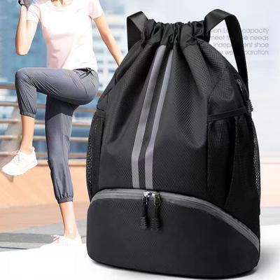 Sporttasche mit Kordelzug, Fußball-Basketball-Organizer mit separatem Schuhfach, großes Fassungsvermögen, wasserdichtes Design, Rucksack mit Kordelzug