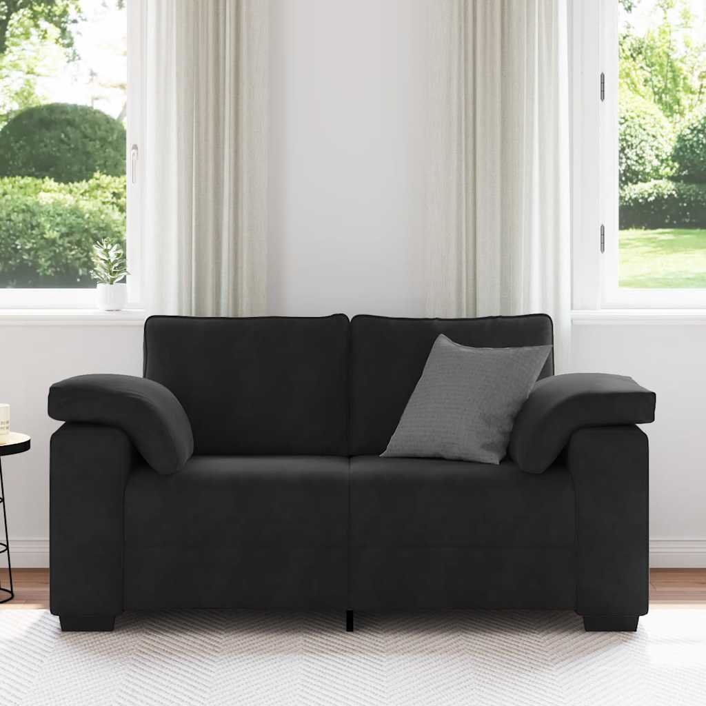 Two Seater Sofa Black 160x77x82 cm Velvet