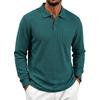 Men's Polo Collared Pocket Long Sleeve T-Shirt Solid Color Casual Top Casual Everyday Outfit