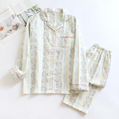 Autumn/Winter Pajama Set Women's Long Sleeve Trousers 100% Cotton Flower Print 2 Piece Set Women's Pajamas Soft Homewear