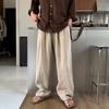 Dongdaemun Linen Blend Double Pleated Straight Leg Men's Casual Pants