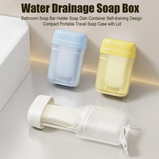 Bathroom Soap Bar Holder Soap Dish Container Self-draining Design Compact Portable Travel Soap Case with Lid