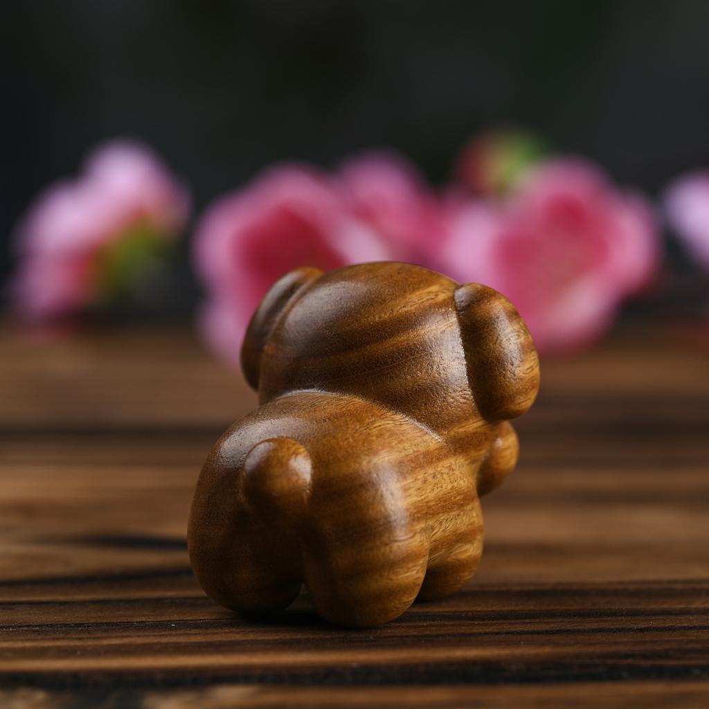 Green Sandalwood Little Puppy - Healing Cute Cartoon Pet, Creative Home Wooden Carving Ornament, Handheld Art Piece