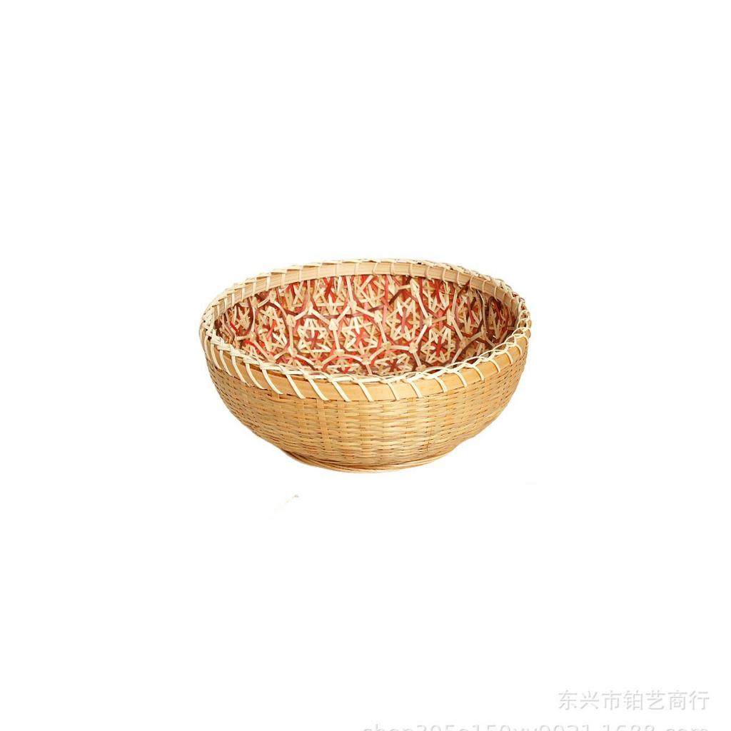 Bamboo Basket Hand-woven Basket Storage Basket Fruit Basket Home Decorative Basket Ornaments Kitchen Storage Basket