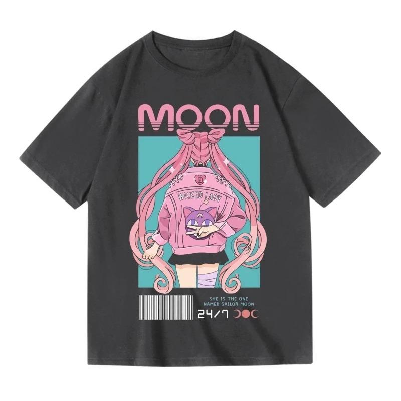 2026 Streetwear Sailor Moon Anime Graphic T Shirts Men's Clothing Y2k Loose Casual Women's Short Sleeved Tee Tops Summer Unisex
