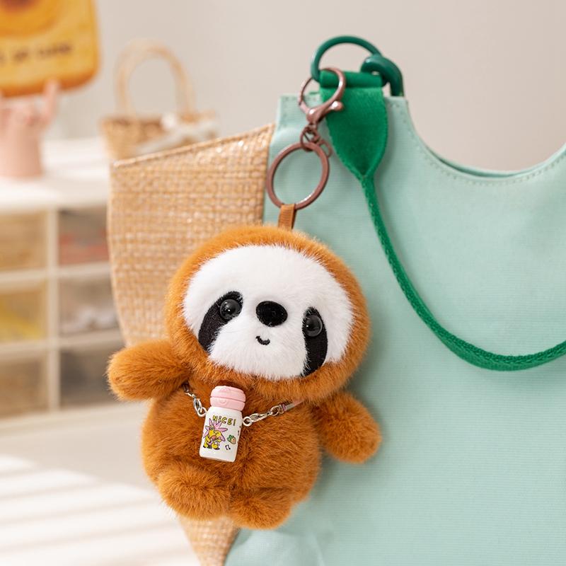 10-12Cm Cartoon Stuffed Animal Penguin Elephant Plushies Soft Toys Kawaii Small Capybara With Mini Bottle Charm Decoration