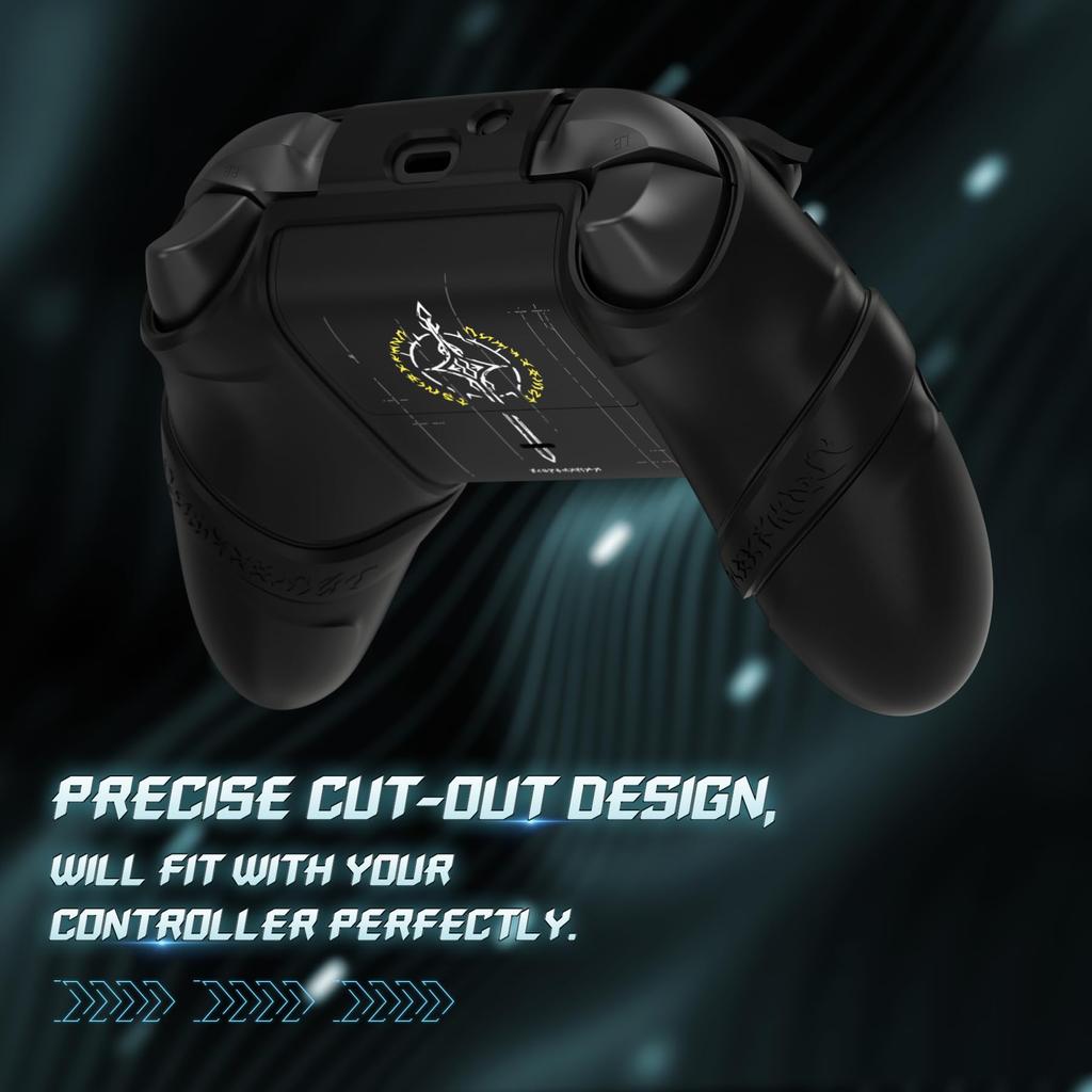 PlayVital Silicone Controller Cover for Xbox Series with Thumb Caps Stickers Grip Shock Absorbing Runes Edition X/S & – Non-Slip Skin, – (Black)