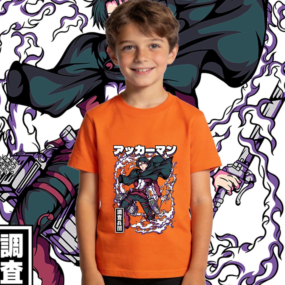 Aot Levi Anime Print Kids Cotton T Shirt Boys Girls Casual Short Sleeve Soft Breathable Summer Top Tee