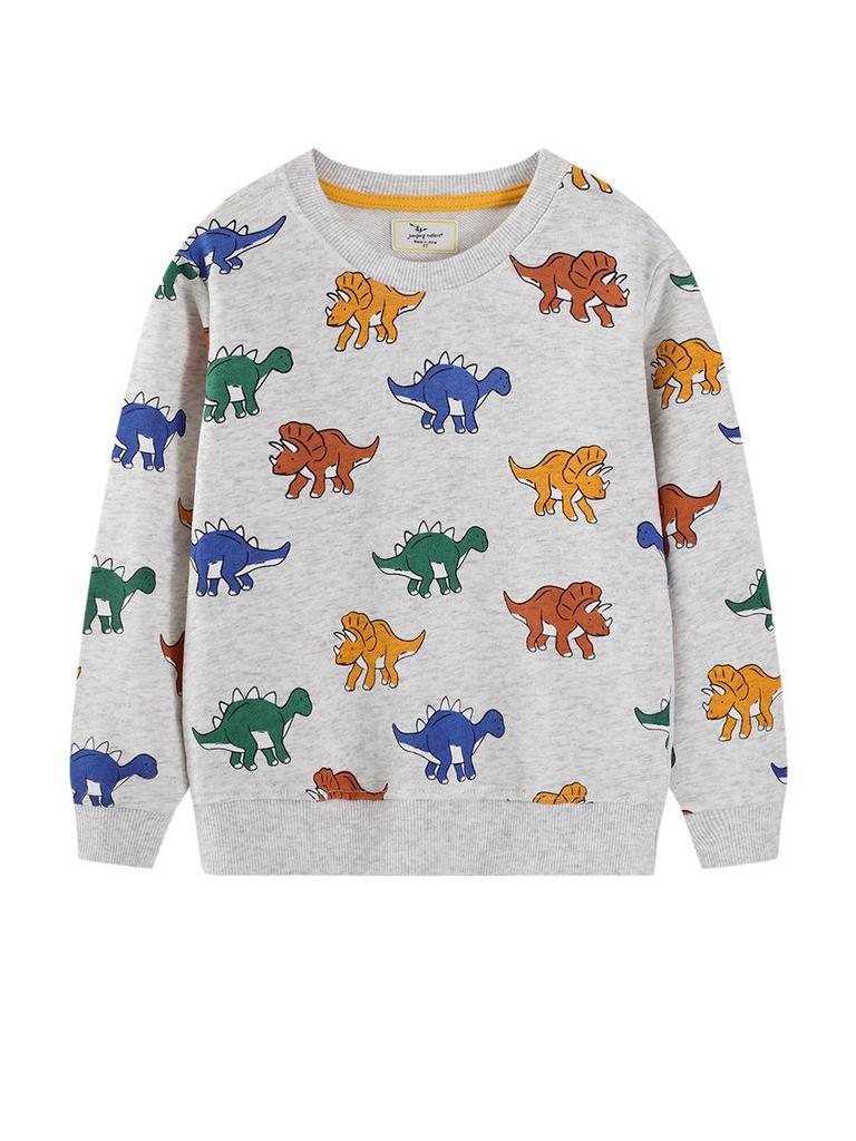 Boys' Dinosaur Pullover Round Neck Hoodie - European & American Style