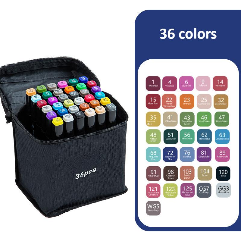 24-48 Colors Art Markers Set Alcohol Oily Felt Marker Pen Double Head Permanent Coloring Pens Graffiti Manga School Art Supplies