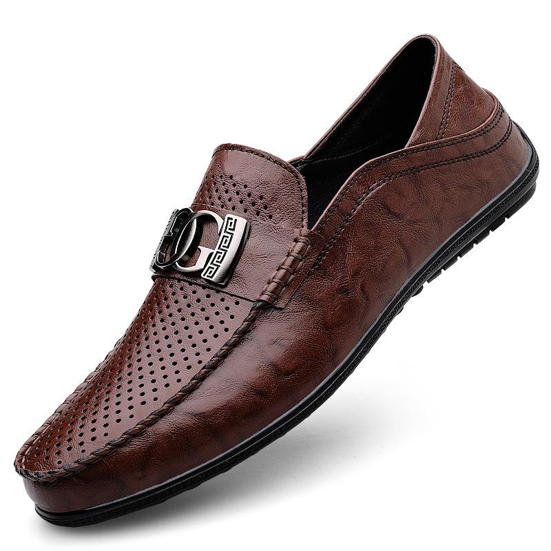 

Мужская обувь летние туфли-бини мужские кожаные сандалии с полыми отверстиями модная мужская обувь дышащая перфорированная повседневная кожаная обувь двойного назначения 45