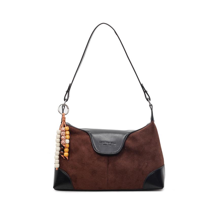 Casual Contrasting Colors Niche Maillard Commuter Bag New Versatile Women's Messenger Bag Retro Shoulder Armpit Bag