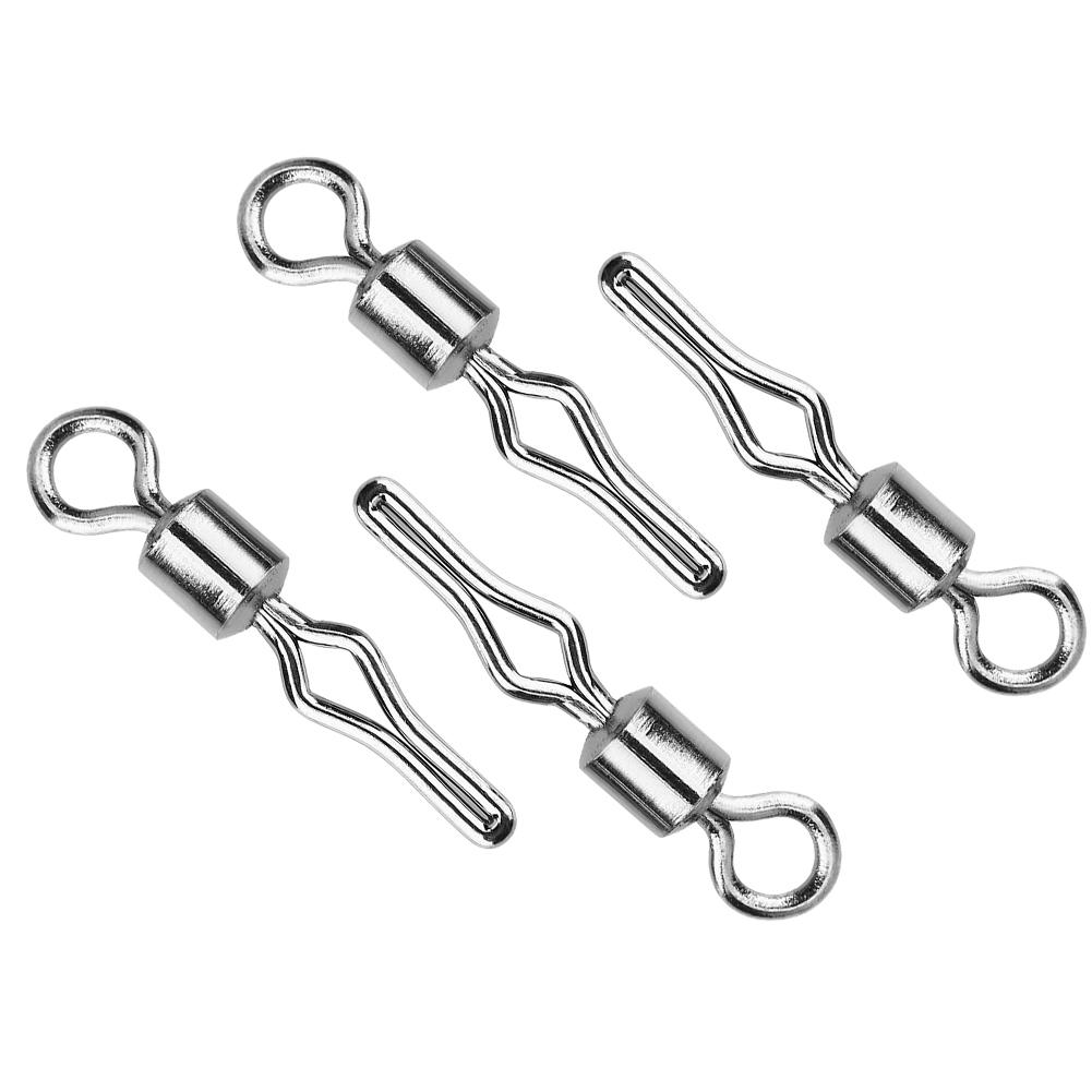 100pcs Durable Stainless Steel Rolling Swivels Hook Lure Connectors Fishing Tackle(6#)