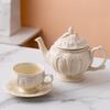 Embossed Retro British Court Style Ceramic Tea Set with Teapot & Cups