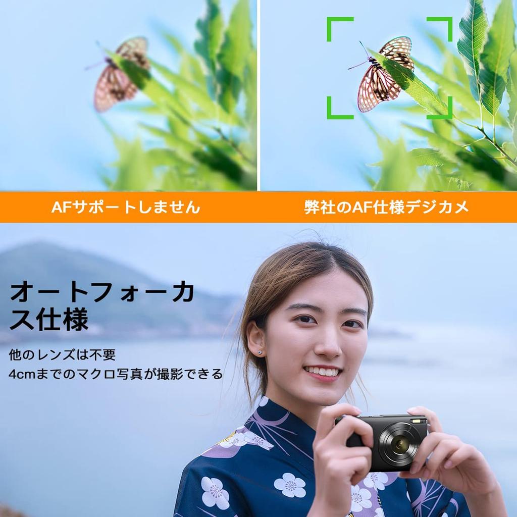 4K Digital Camera with 128GB Memory Digital Front and Rear Double Compact 68 Million Pixel HD 1080P Video Student Digital Christmas Pocket Camera for