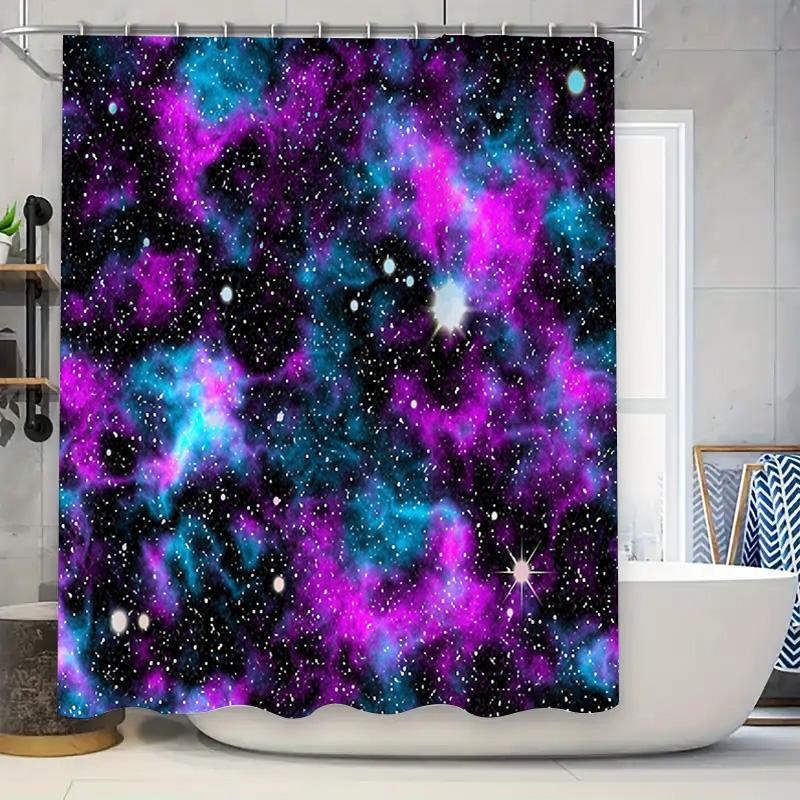 

Galaxy Shower Curtain Space Nebula Starry Sky Backdrop Bathroom Decor Modern Artistic Home Decor Washable Waterproof Fabric W60H190(CM)-1 Pcs