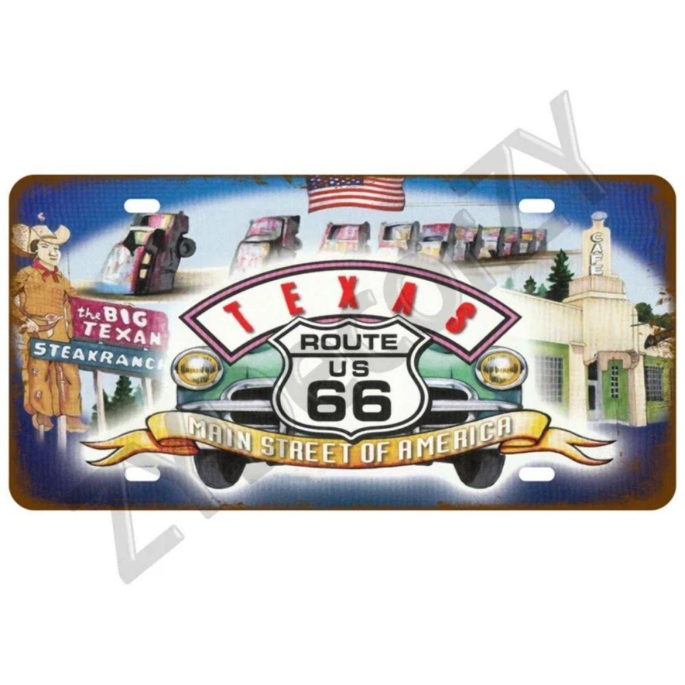 Vintage Route 66 Cars Metal Tin Sign Bar Club Tire Shop Decor