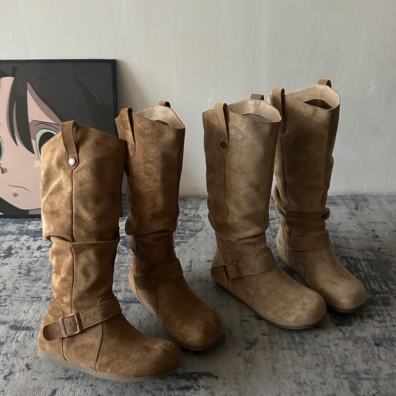 Thick-soled inner height-increasing velvet boots for women's 2025 autumn and winter new models, but two knee-wearing knight boots, thin stacking boots