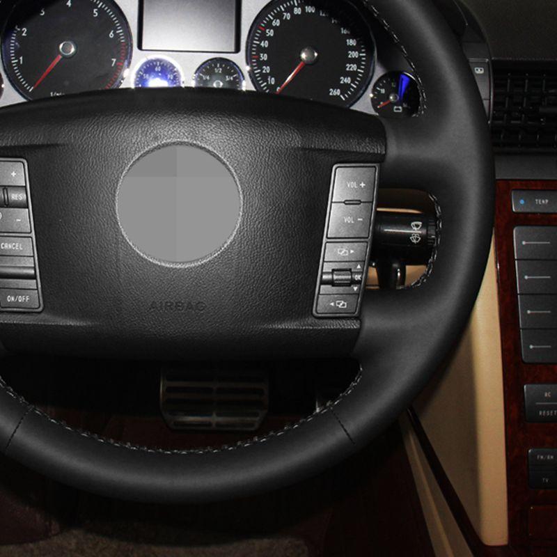Für Volkswagen VW Touareg Phaeton 2002 2003 2004 2005 2006-2008 2009 2010 Schwarze Leder Auto Lenkradabdeckung