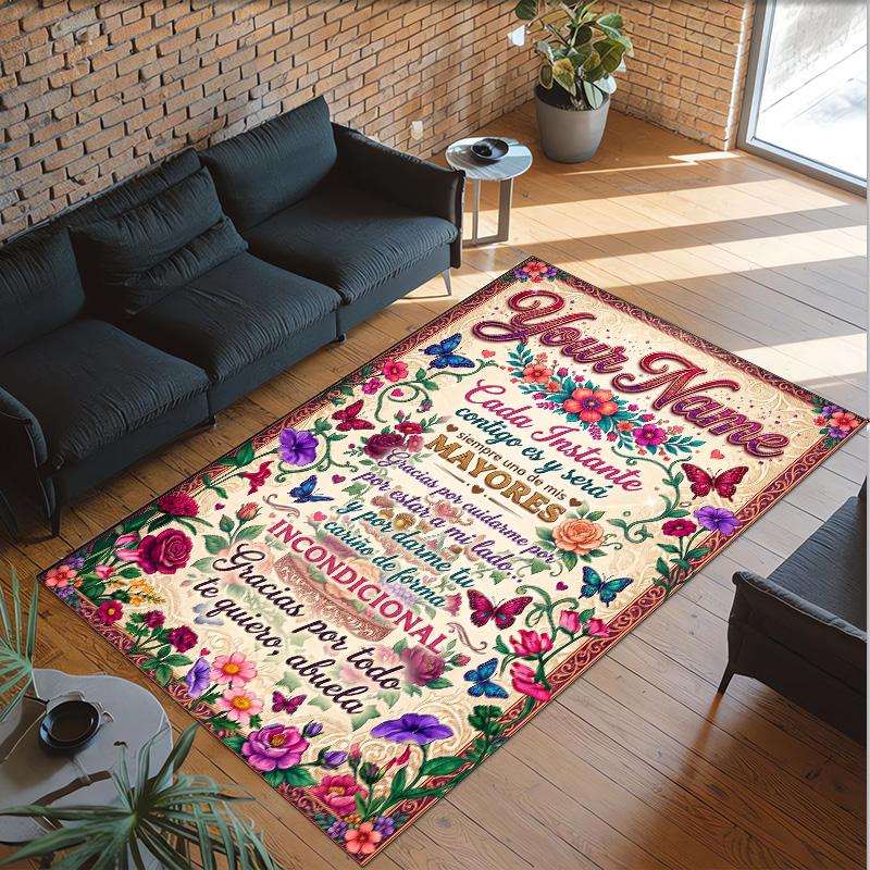 Hearts Theme Crystal Velvet Floor Rug Personalized Custom Name Text Warm Carpet Home Decoration