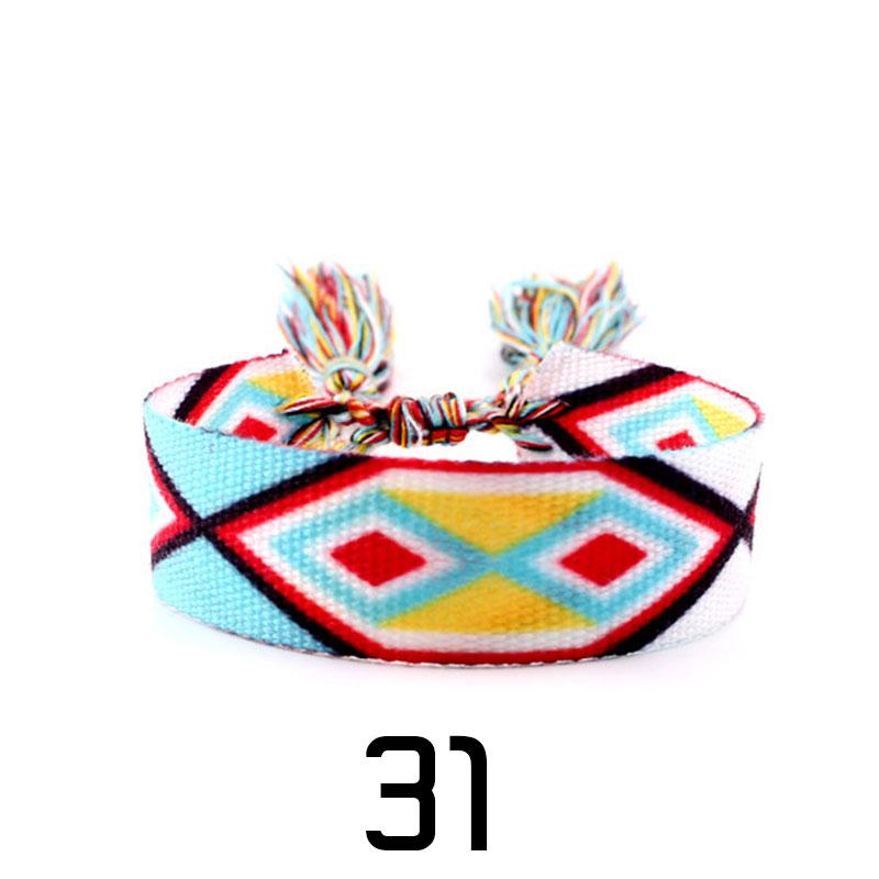 Women Fashion Jewelry Gift Colorful Decorative Pattern Embroidered Handmade Woven Bracelet Bohemian