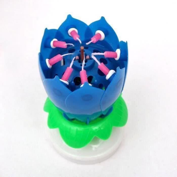 Candela di compleanno - MKK - Fiore di Loto - Rotazione - Musica - Colore Blu