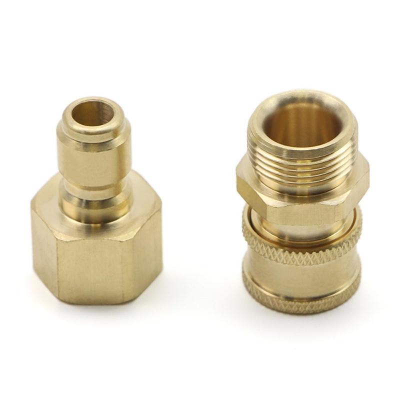 Pressure Washer Metal Joiner, 3/8 In Male and 1/4 In Female Quick Attach Adapter for Hose, Sprayer Tube, Nozzle and Outdoor Cleaning Equipment Use