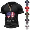 Vintage Summer Men's T-Shirt Streetwear 3 Buttons Open Fly Loose Clothing Print Short Sleeve T-Shirt