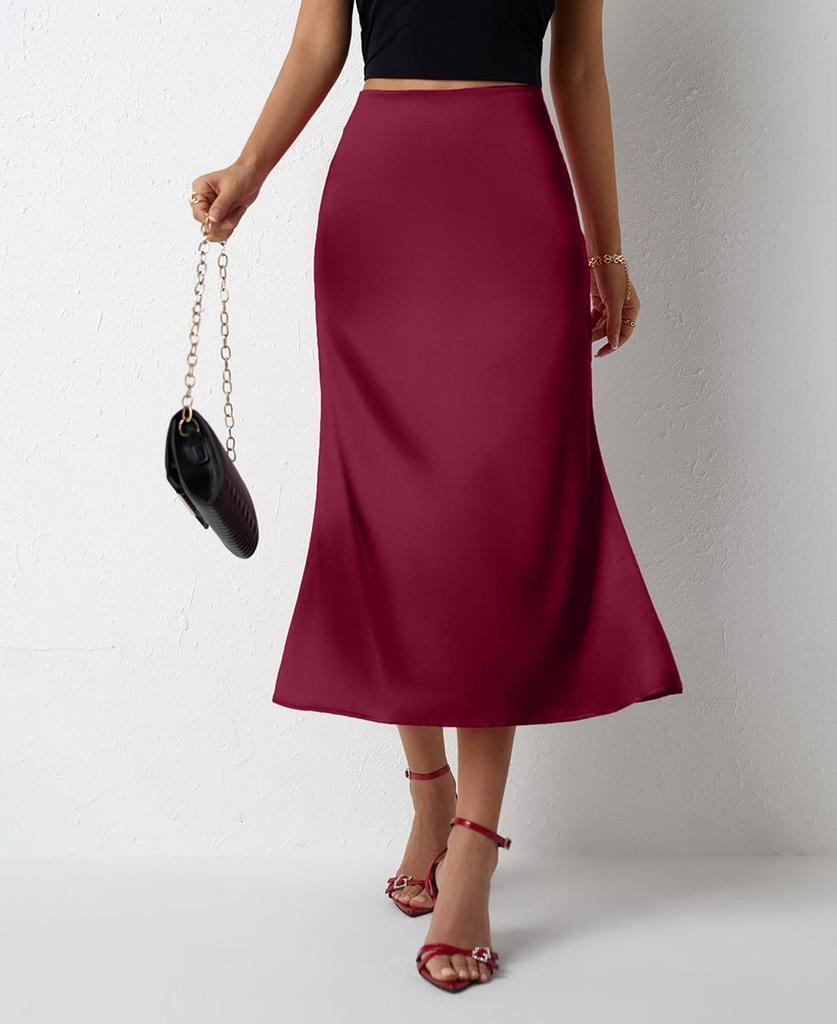 Europejska i Amerykańska Damska Satynowa Spódnica Midi Syrenka - Nowa Kolekcja Wiosna/Lato