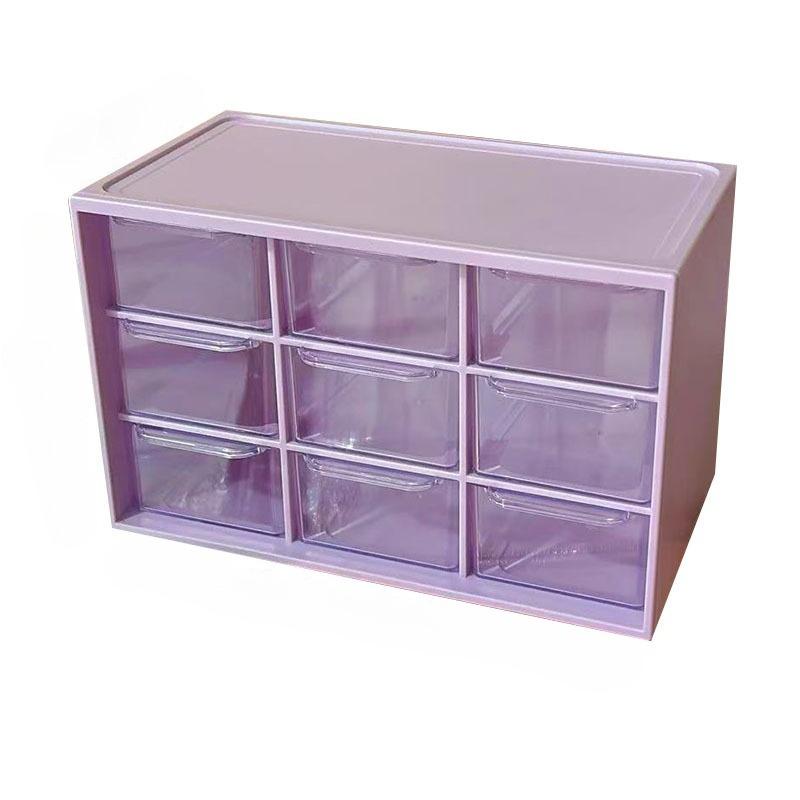 Επιτραπέζιο κουτί αποθήκευσης με εννέα πλέγματα σε στυλ συρταριού: Οργανωτής χαρτικών ανθεκτικός στη σκόνη για κοιτώνες