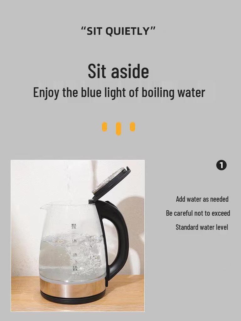 Large Capacity Glass Electric Kettle with Borosilicate, Auto Power-off & Dry-burn Protection