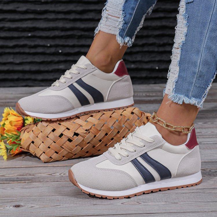 Summer casual shoes fashionable versatile travel running shoes breathable cloth lightweight lace-up women's shoes