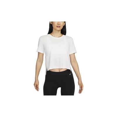 Solid Color Side Slit Crew Neck Short Sleeve T-Shirt Women Tops Sail-White DM7026-133