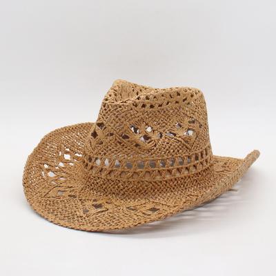 Ademende En Coole Amerikaanse Verwrongen Rand Buitenlandse Handel Jazz Hoge Hoed Lente En Zomer Nieuwe Geperforeerde Cowboy Hoed Handgeweven Stro Hoed