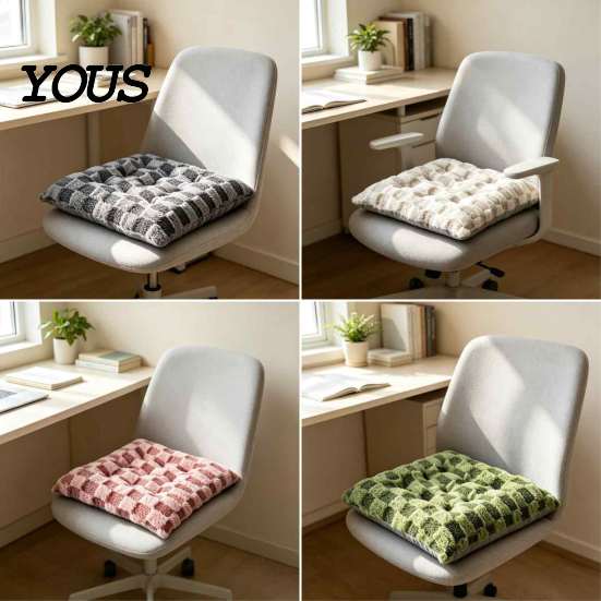 Warm Dining Chair Cushion Square Plush with Ties, Buffalo Check Plaid Seat Cushion, Fluffy Support for Home Non Slip Pad Office Supportive Hip Fatigue