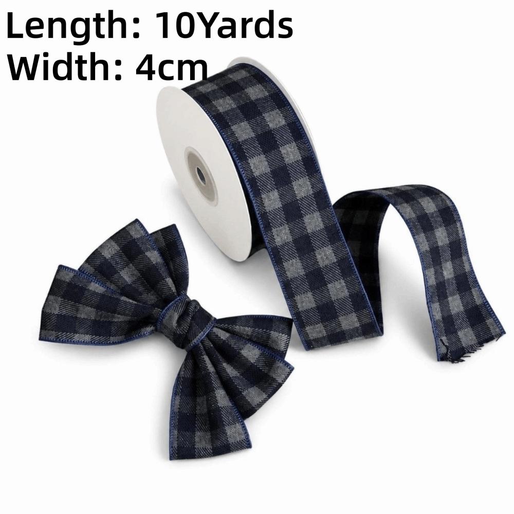 40MM Width Plaid Grid Ribbons Plaid Grid Printed Gift Wrapping Ribbons Christmas Decor